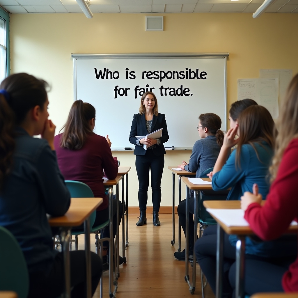 Students engaged in structured debate about consumption choices