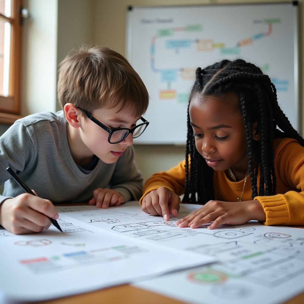 Students working on supply chain mapping exercise